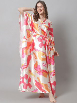 Claura Printed Satin Blend Women Kaftan