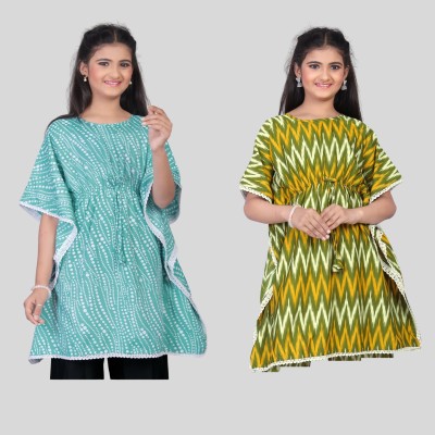 SELVIFAB Printed Crepe Girls Kaftan