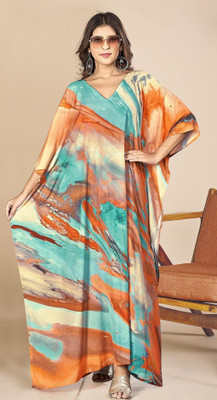 SilkSutra Printed Silk Blend Women Kaftan