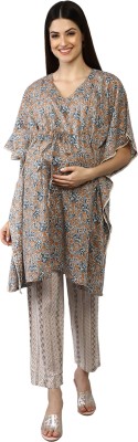 Zelena Printed Cotton Blend Women Kaftan