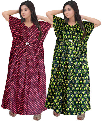 Hans Fashion ENT Women Nighty(Red, Green)