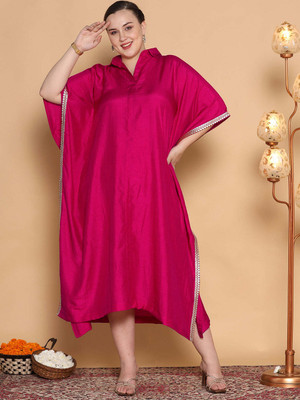 LetsDressUp Solid Silk Blend Women Kaftan