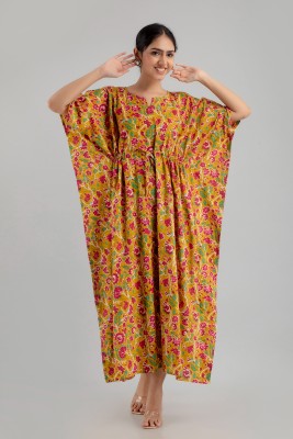 FrionKandy Floral Print Pure Cotton Women Kaftan