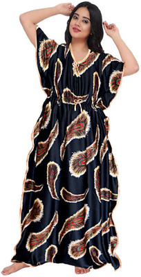 SILVER ORGANISATION Women Nighty(Black)