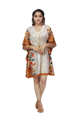 daintier Floral Print Cotton Rayon Blend Women Kaftan