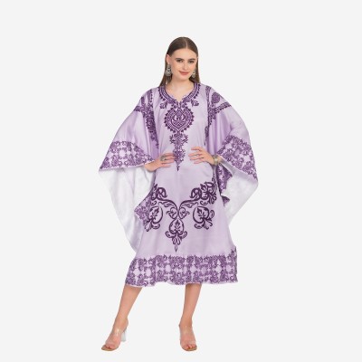 indu la luna Printed Poly Satin Women Kaftan