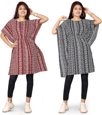 SELVIFAB Graphic Print Crepe Women Kaftan