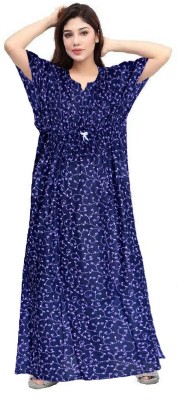 RSJ CREATION Women Nighty(Dark Blue, White)