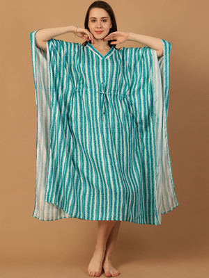 Blissence Striped Rayon Women Kaftan