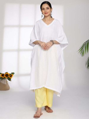 LetsDressUp Solid Pure Cotton Women Kaftan