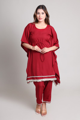 Bavla Solid Crepe Women Kaftan
