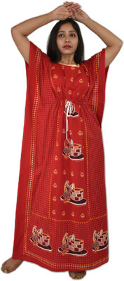 BDROX Self Design Cotton Blend Women Kaftan