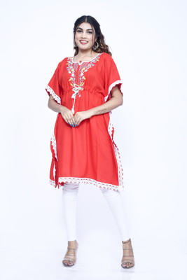 ABCD Embroidered Rayon Women Kaftan