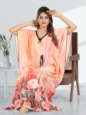 Gutthi Solid Satin Blend Women Kaftan