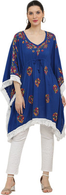 FAWOMENT Floral Print Rayon Women Kaftan