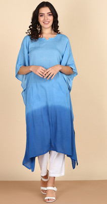 maaesa Solid Crepe Women Kaftan