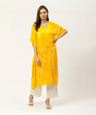 maaesa Geometric Print Crepe Women Kaftan