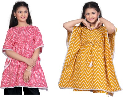 ANGELTRENDZ Printed Crepe Girls Kaftan