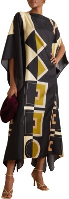 jsdc Geometric Print Satin Blend, Silk Blend Women Kaftan