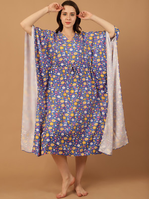 Blissence Floral Print Rayon Women Kaftan