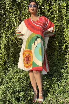 Dhanlaxmi Textiles Printed, Geometric Print Poly Crepe, Polycotton, Cotton Crepe Blend Women Kaftan