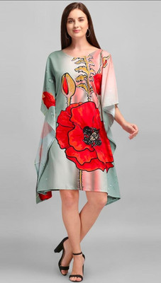 Dhanlaxmi Textiles Printed, Geometric Print Poly Crepe, Polycotton, Cotton Crepe Blend Women Kaftan