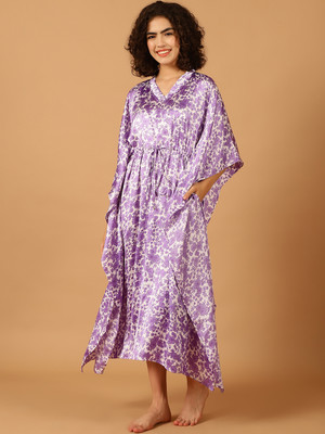 Blissence Floral Print Rayon Women Kaftan