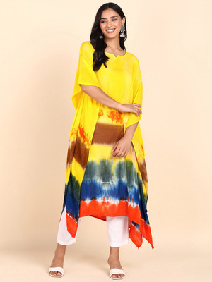 maaesa Solid Crepe Women Kaftan