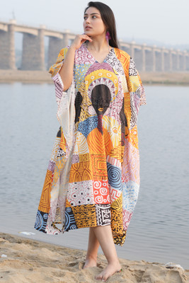 Dhanlaxmi Textiles Printed Poly Crepe, Polycotton, Cotton Crepe Blend Women Kaftan