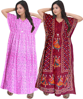 SILVER ORGANISATION Women Nighty(Pink, Maroon)