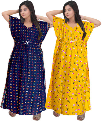 Hans Craft And Art Printed Pure Cotton Women Kaftan