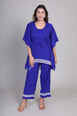 Bavla Solid Crepe Women Kaftan