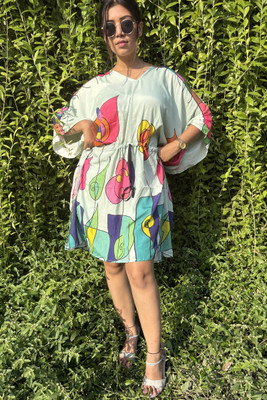 Dhanlaxmi Textiles Printed, Geometric Print Poly Crepe, Polycotton, Cotton Crepe Blend Women Kaftan