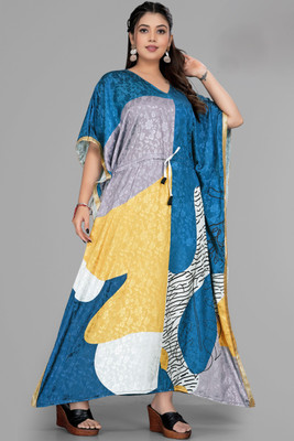 Dhanlaxmi Textiles Printed Poly Crepe, Polycotton, Cotton Crepe Blend Women Kaftan