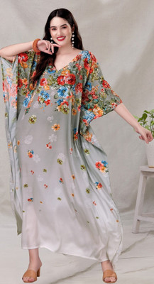 SilkSutra Floral Print Silk Blend Women Kaftan