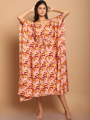 Blissence Printed Rayon Women Kaftan