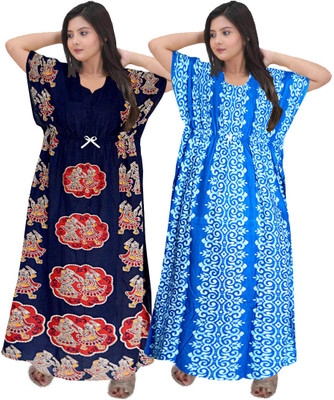 Shunit creation Women Nighty(Multicolor, Blue)