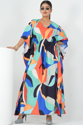 Dhanlaxmi Textiles Printed, Geometric Print Poly Crepe, Polycotton, Cotton Crepe Blend Women Kaftan