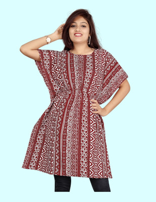 SELVIFAB Geometric Print Crepe Women Kaftan