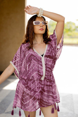 Magari Printed, Chevron Chiffon, Poly Chiffon Women Kaftan