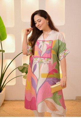 MND CREATION Printed Muslin Women Kaftan
