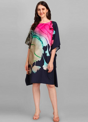 Dhanlaxmi Textiles Printed, Geometric Print Poly Crepe, Polycotton, Cotton Crepe Blend Women Kaftan