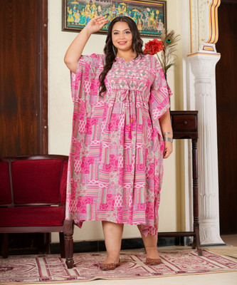 AKIKO Geometric Print Rayon Women Kaftan