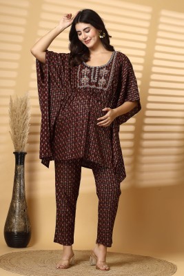 Zelena Printed Rayon Women Kaftan