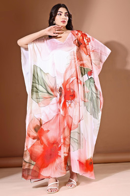 Label Aarna Geometric Print Satin Blend Women Kaftan