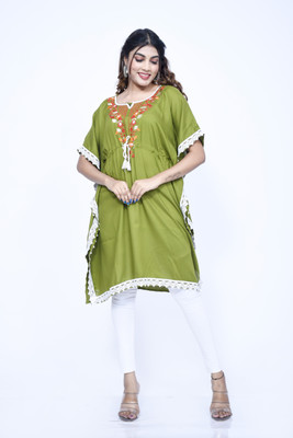 ABCD Embroidered Rayon Women Kaftan