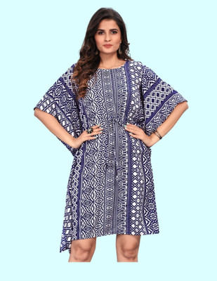 SELVIFAB Geometric Print Crepe Women Kaftan