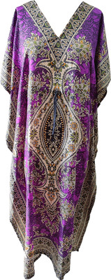 Quickcollection Printed Polyester Women Kaftan