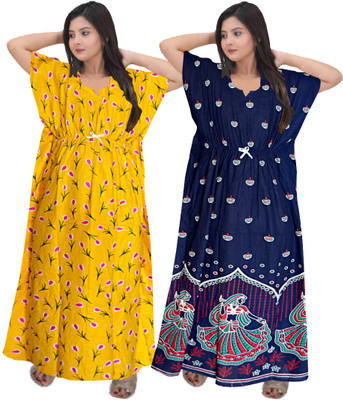 Shunit creation Women Nighty(Yellow, Blue)