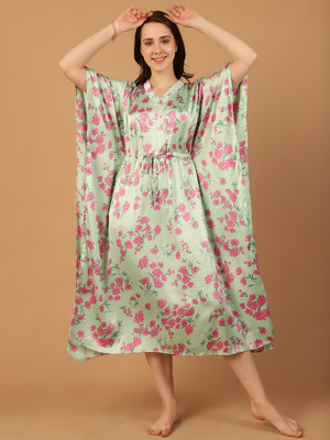 Blissence Floral Print Rayon Women Kaftan